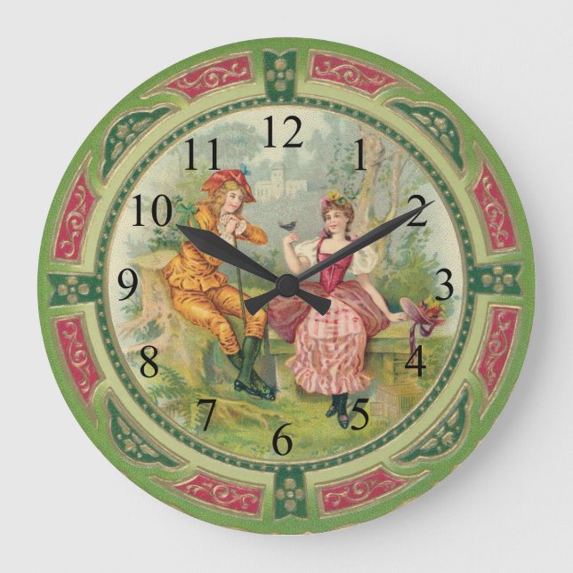 Vintage Victorian Paar Wall Clock Große Wanduhr (Vorderseite)