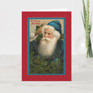 Vintage Victorian Pensive Santa Feiertagskarte