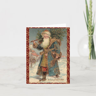 Vintage-victorian-rustikale-Weihnachtskarte-mit-Sa Feiertagskarte