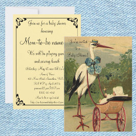 Vintage Victorian Stork, Baby Shower Invitation Einladung
