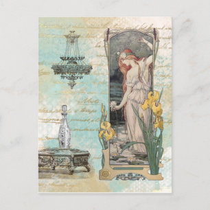 * Vintage Victorian Woman AR23 Flowers Art Nouveau Postkarte