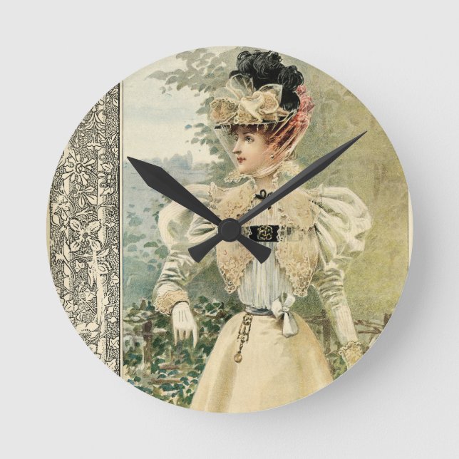 Vintage Victoriana Le Nouvelle Monde Runde Wanduhr (Vorderseite)