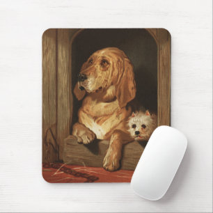 Vintage-victorianischer Bloodhound- und Westie-Hun Mousepad