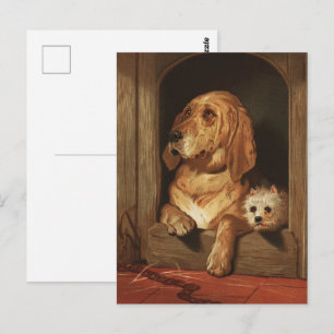 Vintage-victorianischer Bloodhound- und Westie-Hun Postkarte
