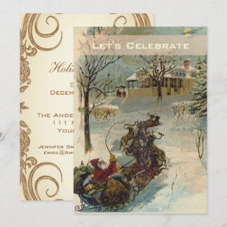 Vintage-Victorianischer Weihnachtsmann-Feiertags-W Einladung