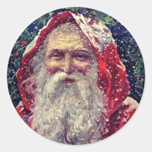 Vintage-Victorianischer Weihnachtsmann Runder Aufkleber