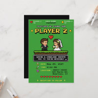 Vintage-Videospiel-Hochzeit in strahlendem Grün
