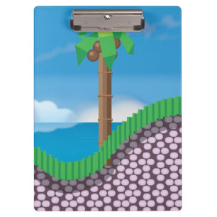 Vintage-Videospiel-Palmen. Klemmbrett