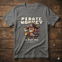 Vintage-Videospiel-Piratenaffe-T-Shirt T-Shirt