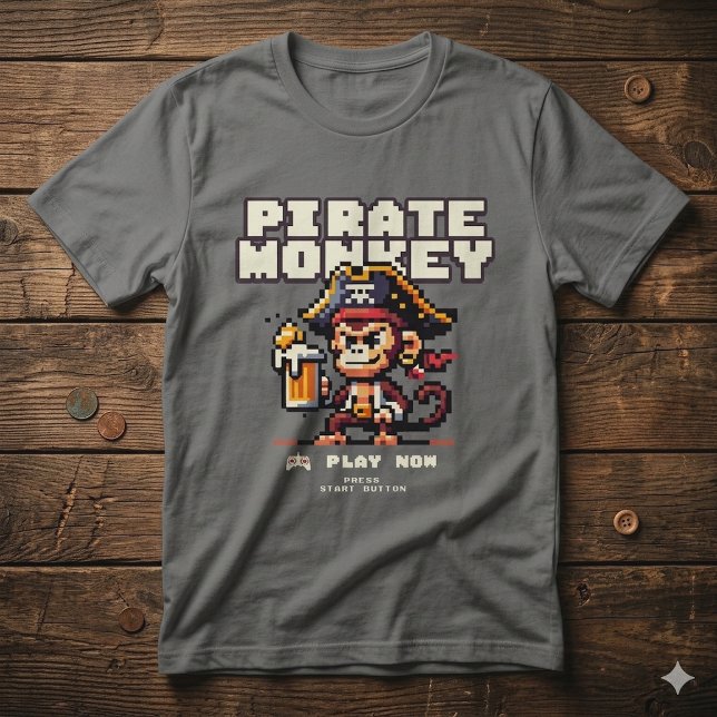 Vintage-Videospiel-Piratenaffe-T-Shirt T-Shirt (Von Creator hochgeladen)