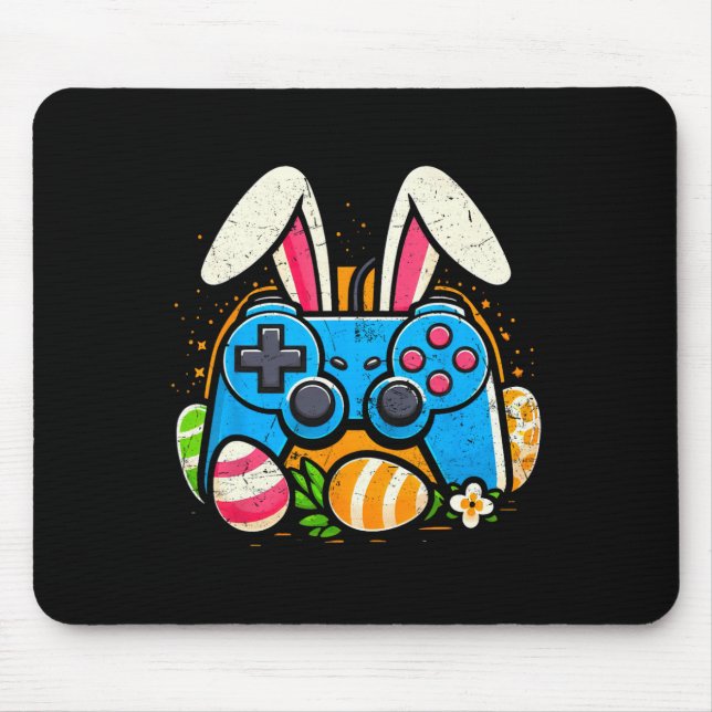 Vintage-Videospielcontroller-Osterhase-Gamer-Bo Mousepad (Vorne)