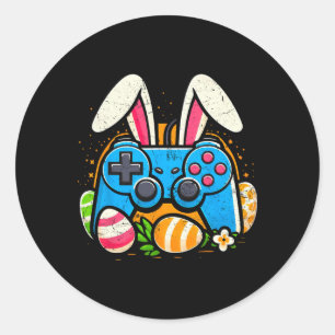 Vintage-Videospielcontroller Osterhase Gamer Bo Runder Aufkleber