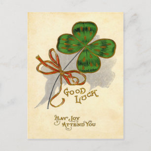 Vintage Vierblättriges Kleeblatt St Patrick's Day  Postkarte