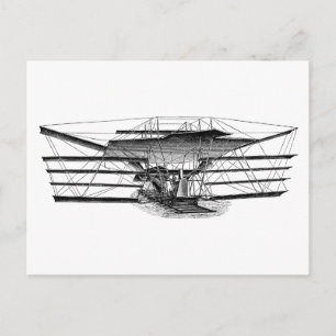 Vintage Vierflügel-Flugmaschine Postkarte