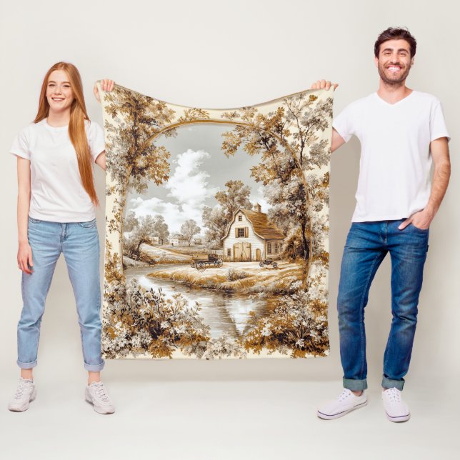 Vintage Viktorianisch Toile Country Szene Fleecedecke (Beispiel)