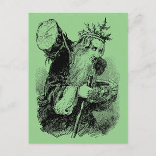 Vintage viktorianische Ära 1884 alter Weihnachtsma Feiertagspostkarte
