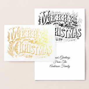 Vintage Viktorianische Ära Frohe Weihnachten Folienkarte