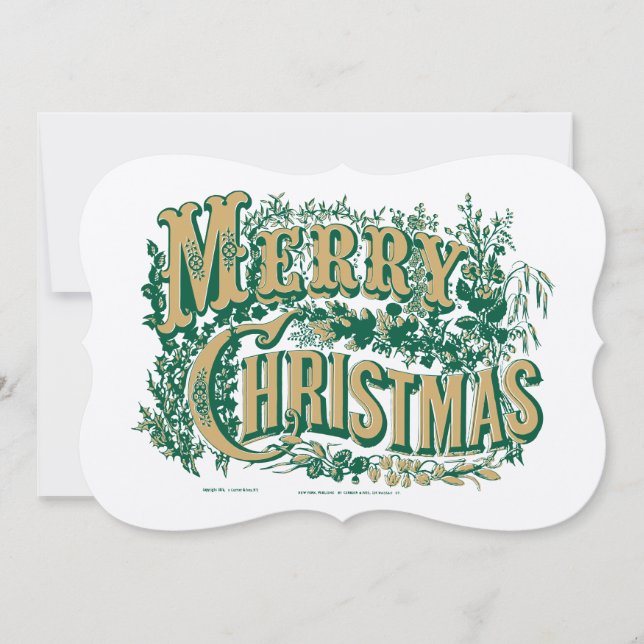 Vintage Viktorianische Ära Frohe Weihnachtsfarbe Feiertagskarte (Vorderseite)