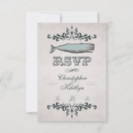 Vintage Viktorianische Beach Whale Wedding RSVP Ca Karte