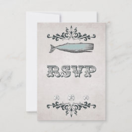 Vintage Viktorianische Beach Whale Wedding RSVP Ca Karte