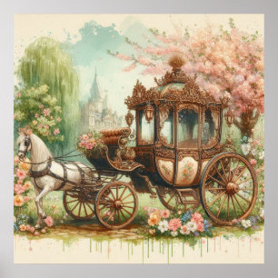 Vintage Viktorianische Beförderung im Park Aquarel Poster