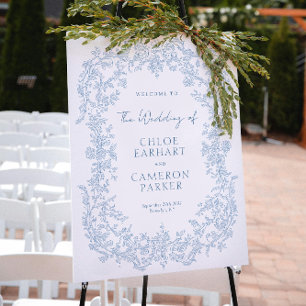 Vintage Viktorianische Blauer Barock Line Kunst Ho Poster