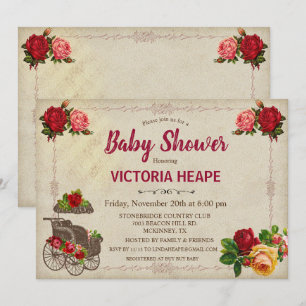 Vintage viktorianische Blumen Baby Shower Einladun Einladung