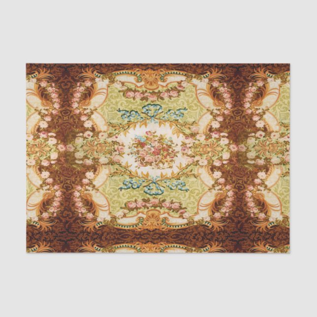 Vintage viktorianische Blumen-elegantes Seidenpapier (Vorderseite)