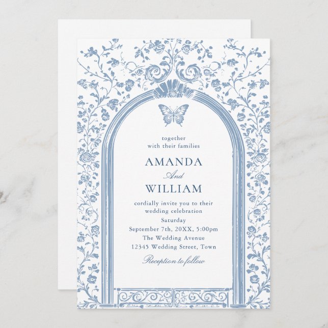 Vintage Viktorianische Blumenzwiebelhochzeit Einladung (Vorne/Hinten)