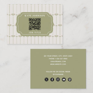 Vintage viktorianische botanische Streifen QR Code Visitenkarte