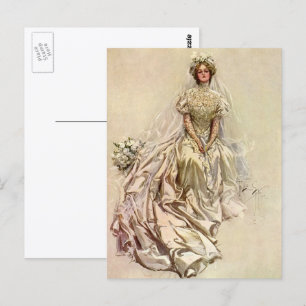 Vintage viktorianische Braut, antikes Brautporträt Postkarte