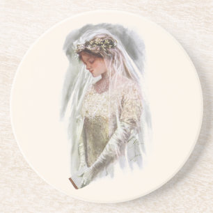 Vintage Viktorianische Braut mit Bible Harrison Fi Sandstein Untersetzer