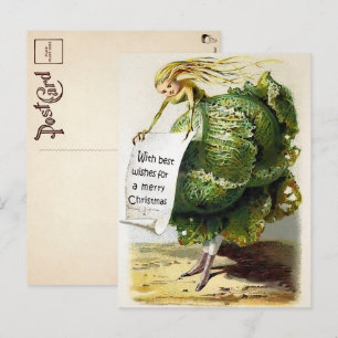 Vintage Viktorianische Cabbage Weihnachtskarte Postkarte