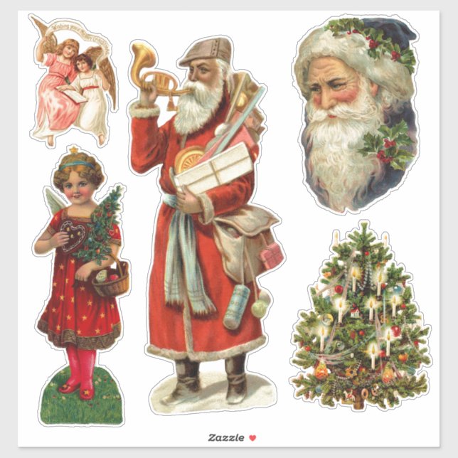 VINTAGE VIKTORIANISCHE CHRISTMAS STICKER-SAMMLUNG AUFKLEBER (Blatt)
