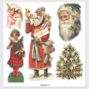 VINTAGE VIKTORIANISCHE CHRISTMAS STICKER-SAMMLUNG AUFKLEBER