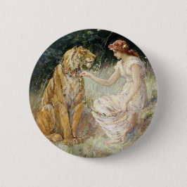 Vintage Viktorianische Coquette Lady and Tiger Button