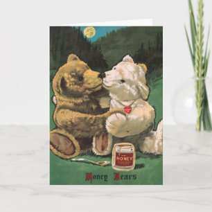 Vintage Viktorianische Cottailcore Honigbären Karte