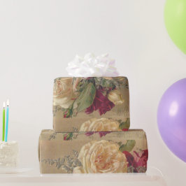 Vintage Viktorianische Creme Rose Geschenk / Handw Geschenkpapier
