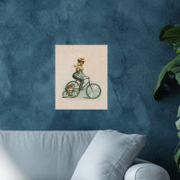 Vintage Viktorianische Dame Hund Fahrrad