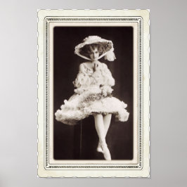 Vintage Viktorianische Dame im Ballettkleid B/W Poster