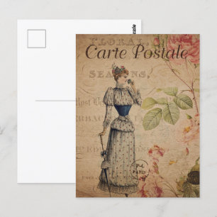 Vintage Viktorianische Dame mit Parasol Postkarte