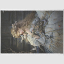 Vintage Viktorianische Dame mit Vogeldekoupage Seidenpapier