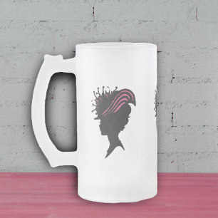 Vintage viktorianische Dame schwarze Silhouette fa Mattglas Bierglas
