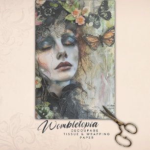 Vintage Viktorianische Dame und Schmetterling Ephe Seidenpapier