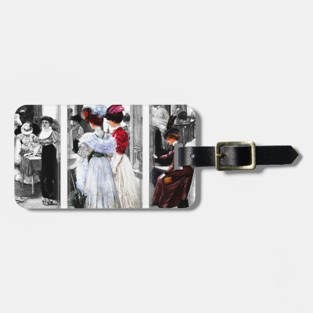 Vintage viktorianische Damen Gepäckanhänger (Vorderseite horizontal)