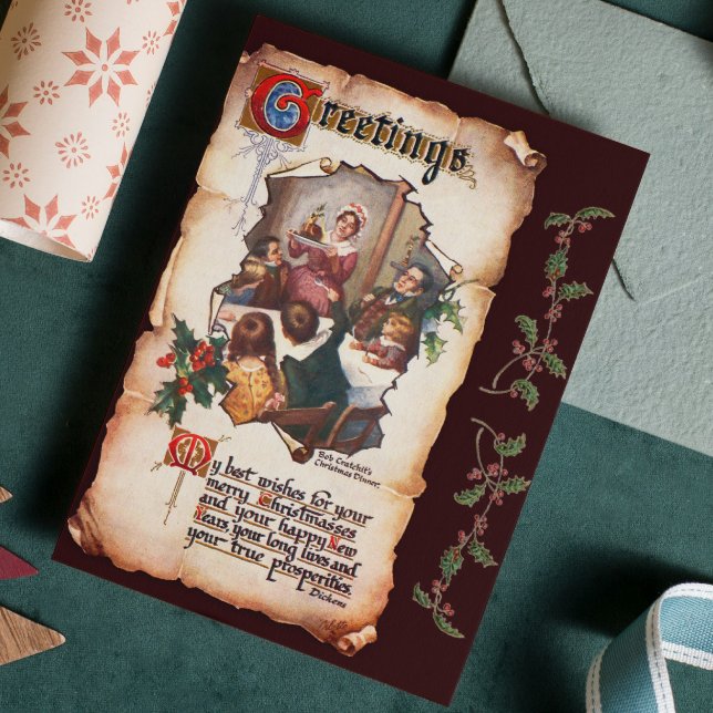 Vintage Viktorianische Dickens Weihnachtslied Feiertagspostkarte (Von Creator hochgeladen)