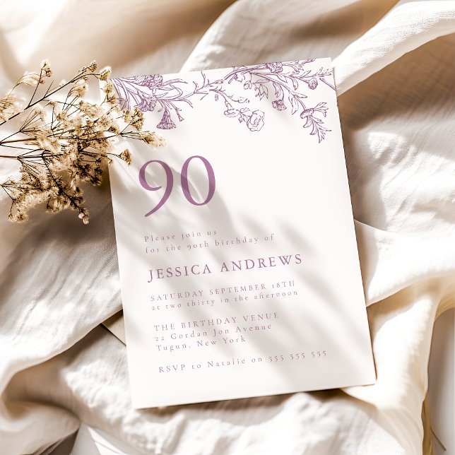 Vintage Viktorianische Dusty Rose 90. Geburtstag Einladung (Von Creator hochgeladen)