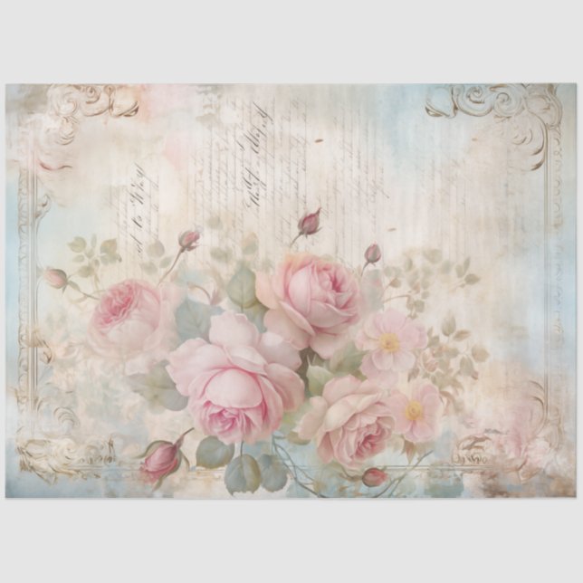 Vintage Viktorianische ephemera errush Rose chic Seidenpapier (Vorderseite)