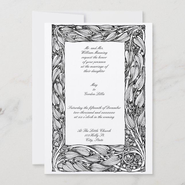 Vintage Viktorianische Epoche Jugendstil-Blumenrah Einladung (Vorderseite)