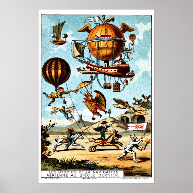 Vintage Viktorianische Era Aeronautics Steampunk Poster (Vorne)